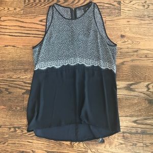 SOLD!! BCBG Maxazria | Silk Black and White Silk Top